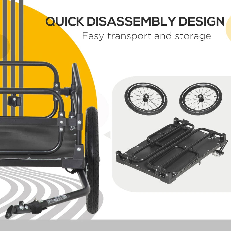 Black Steel Bike Trailer with Triple Safety and Suspension