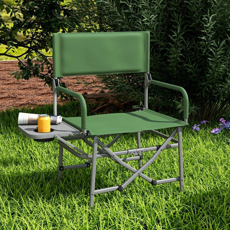 Green Folding Camping Chair with Side Table