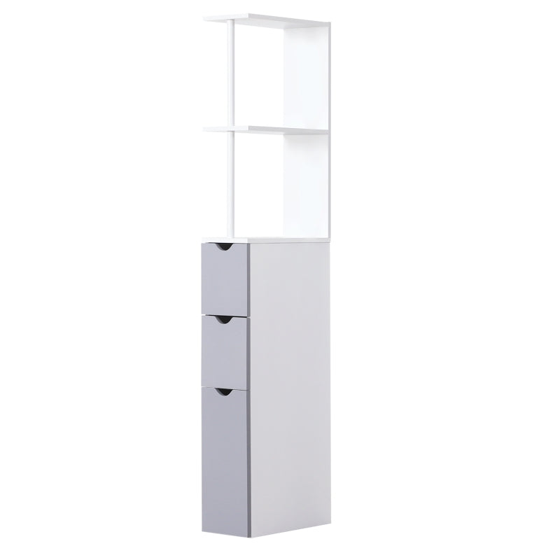 Freestanding Tall Bathroom Storage Cabinet, White & Grey