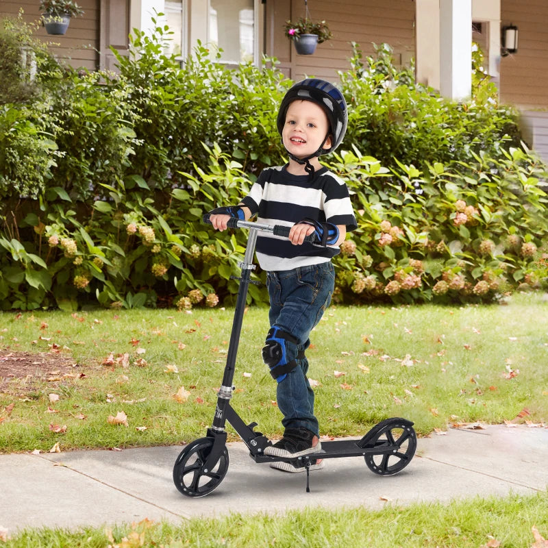 Blue Kids Foldable Kick Scooter with Adjustable Height and Rear Brake