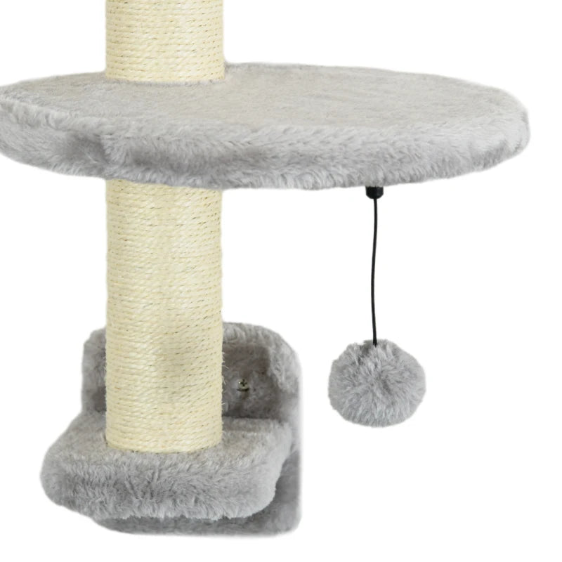 Grey Cat Wall Shelf Set with Hammock, Ladder, Platforms, Scratching Post