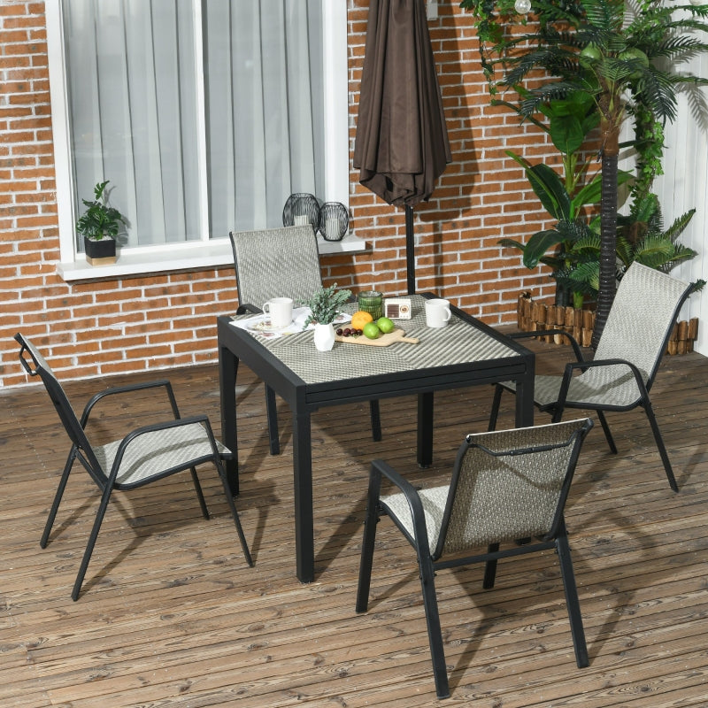 4-Piece Stacking Rattan Garden Seat Set - Mixed Grey