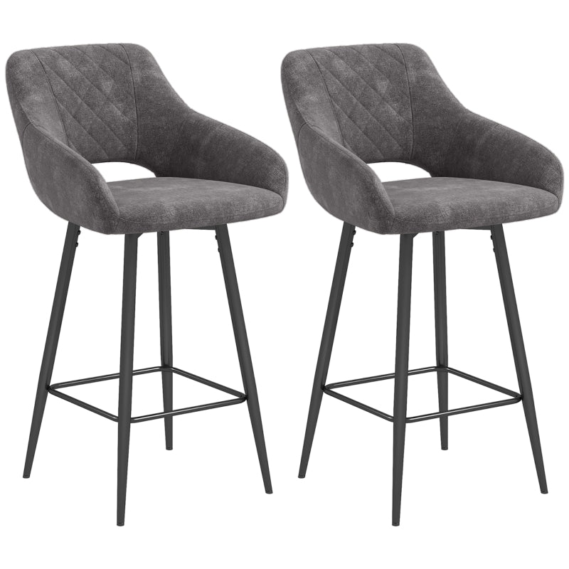 Grey Velvet Bar Stools Set of 2