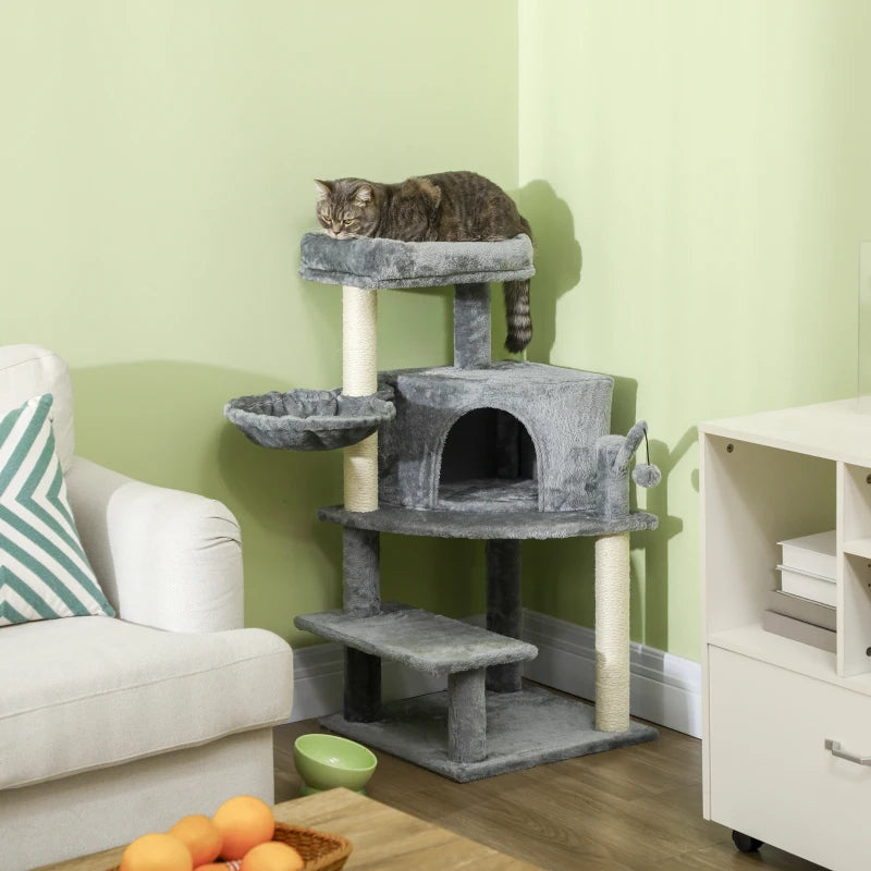 Grey 100cm Cat Tree Tower with Scratching Post