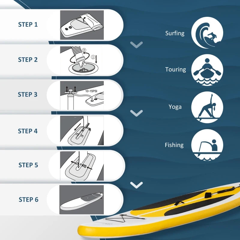 White Inflatable Stand Up Paddle Board Kit - Youth & Adult Beginners