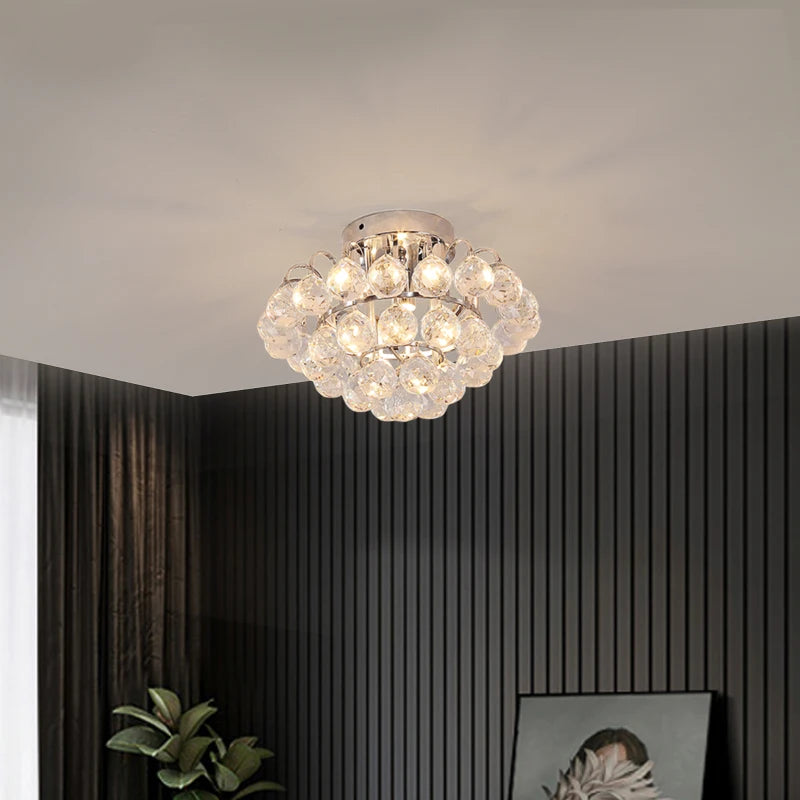 Silver Crystal Droplets Ceiling Light 30x30cm