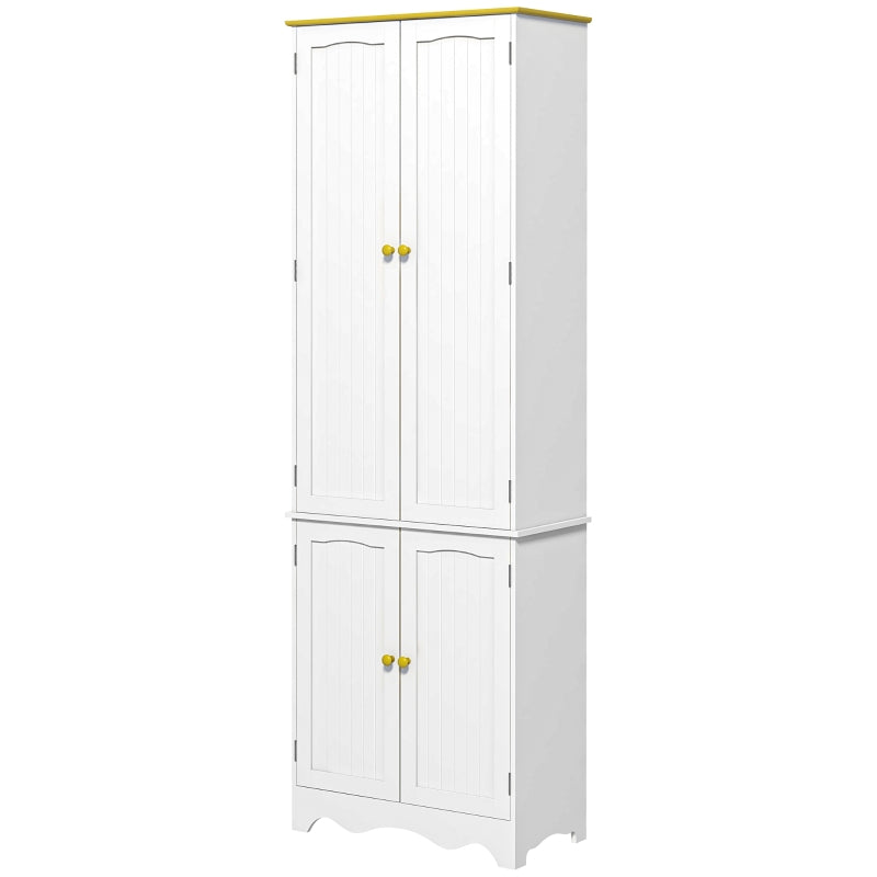 White 4-Door Freestanding Kitchen Storage Cabinet with Shelves