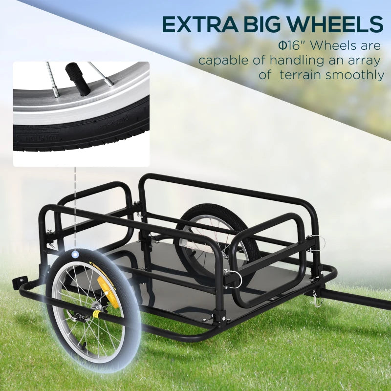 Black Steel Frame Bike Cargo Trailer with Hitch