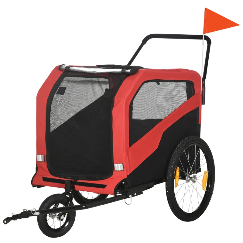 Red Large Dog Bike Trailer & Stroller Combo, 20" Wheels