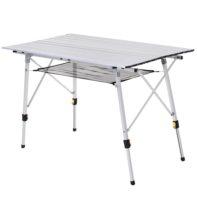 Portable 4FT Folding Aluminium Picnic Table - Mesh Layer, Carrying Bag - Blue