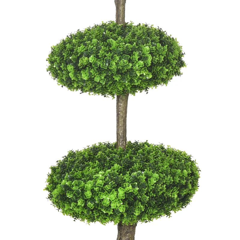 Set of 2 Green Boxwood Ball Topiary Trees 110cm - Decorative Faux Plants in Pot