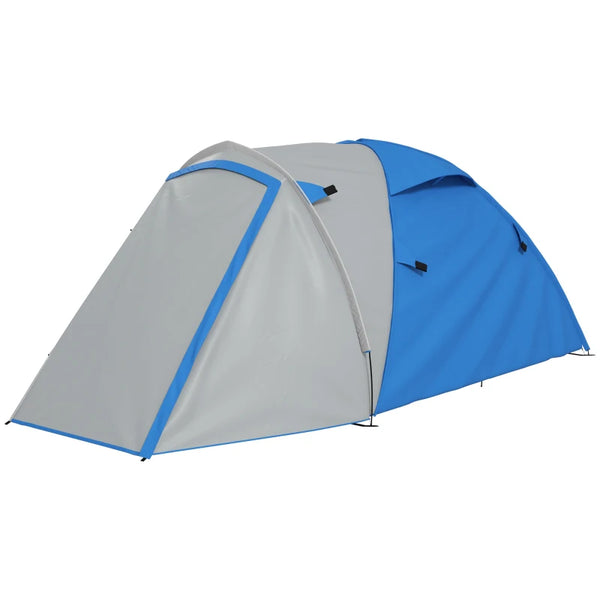 Blue/Grey 2-Person Dome Tent with Front Porch and Accessories