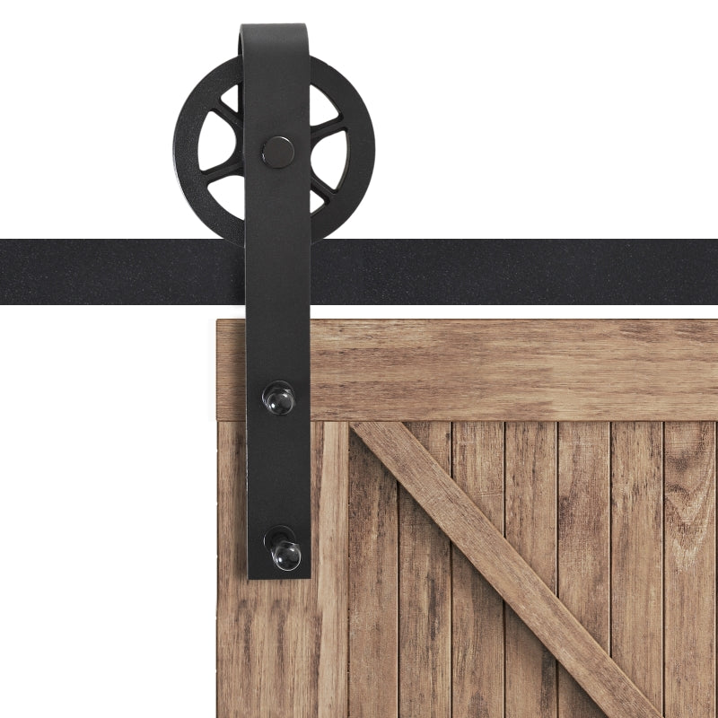 Black 6.6 FT Sliding Barn Door Hardware Kit for Single Wooden Door