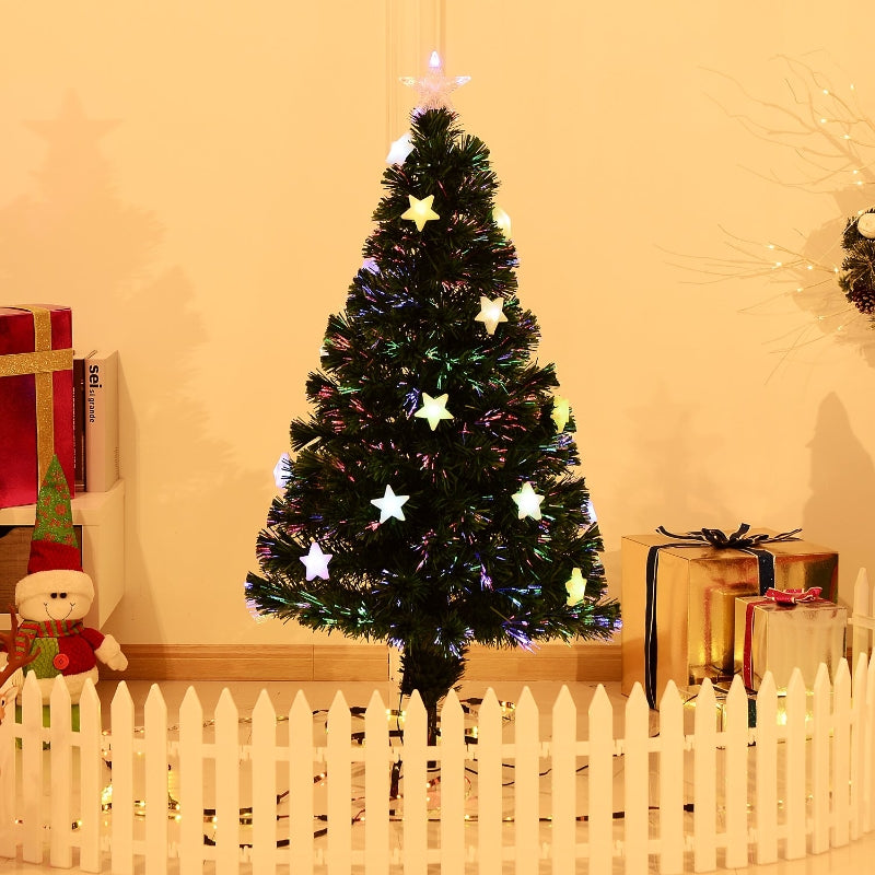 4FT Green Fibre Optic Christmas Tree with LED Star Lights