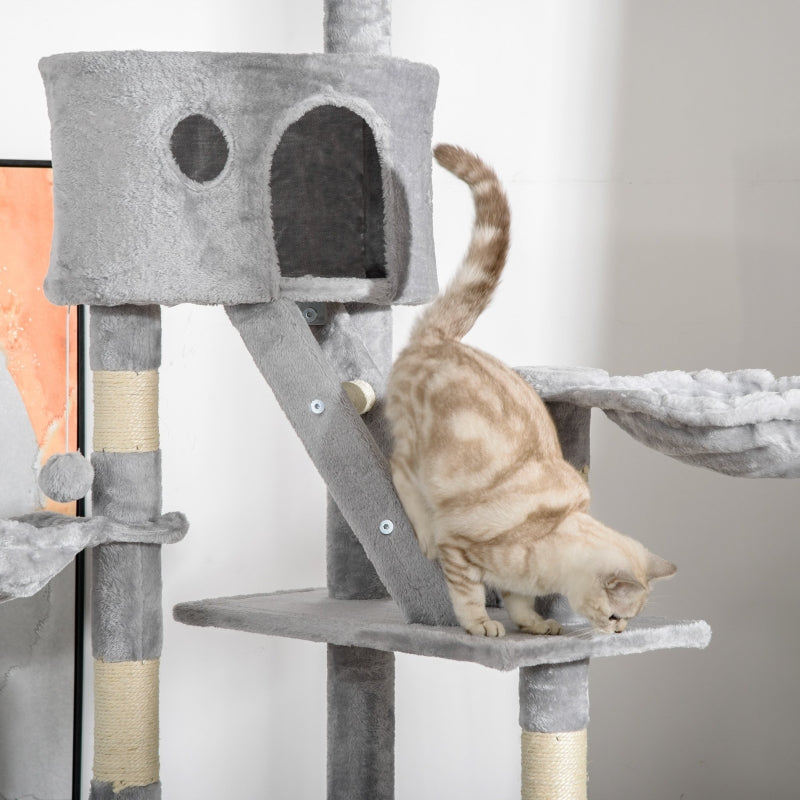 Adjustable Floor-to-Ceiling Cat Tree - Light Grey