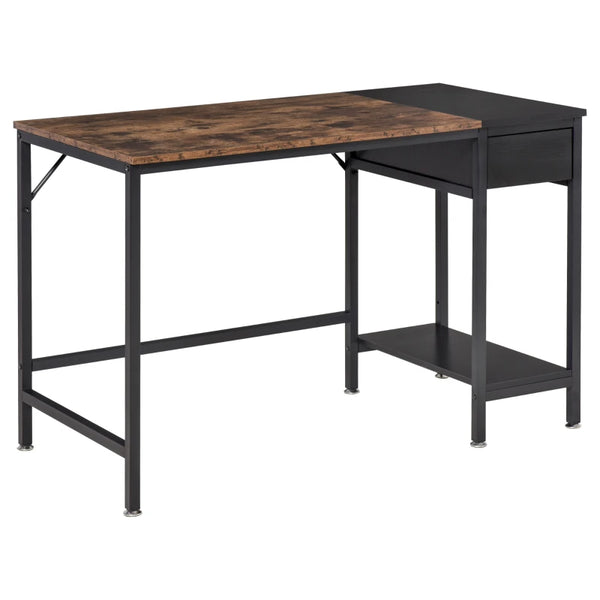 Black Computer Desk with CPU Stand and Drawer, Steel Frame, 120x60x75cm