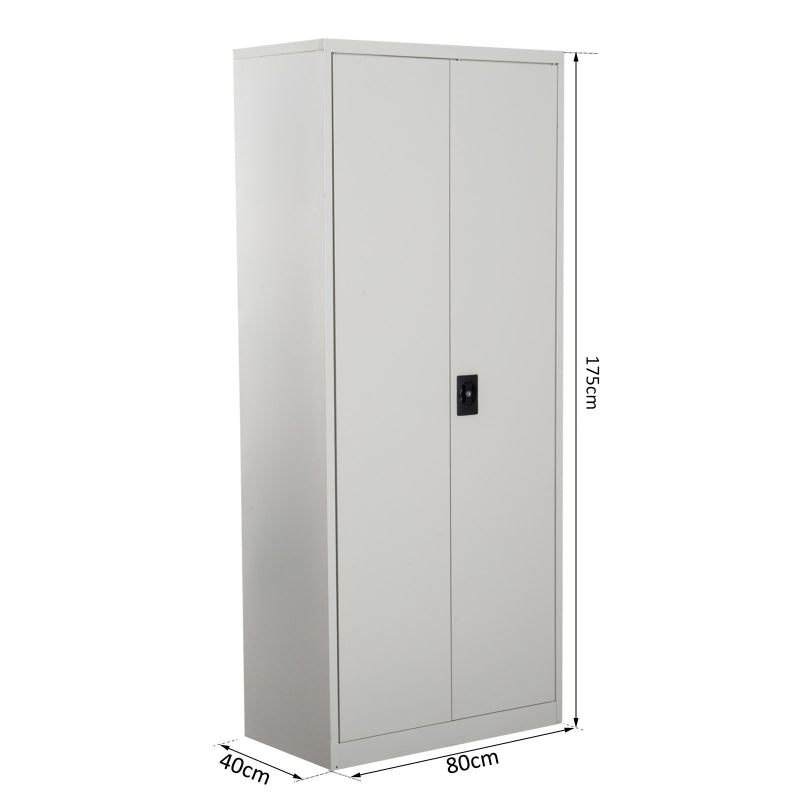 Steel Filing Cabinet with 2 Doors & 5 Compartments - Cream White