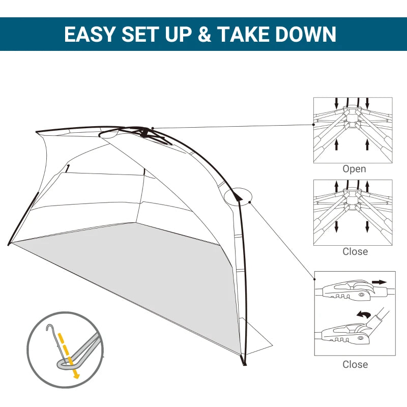 Portable Beach Tent for 1-2 People | Pop-up Design with Mesh Windows & Carry Bag | Cream