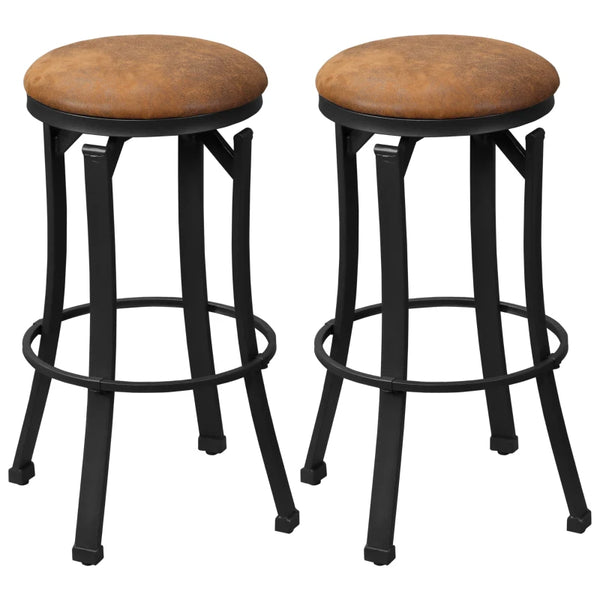 Brown Microfiber Breakfast Bar Stools, Set of 2 with Footrest
