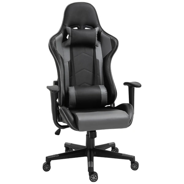 Black High Back Gaming Chair with Head Pillow and Lumbar Support