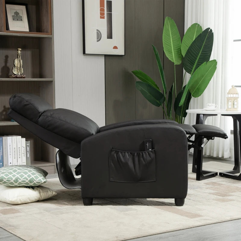 Black Massage Recliner Armchair with Adjustable Leg Rest