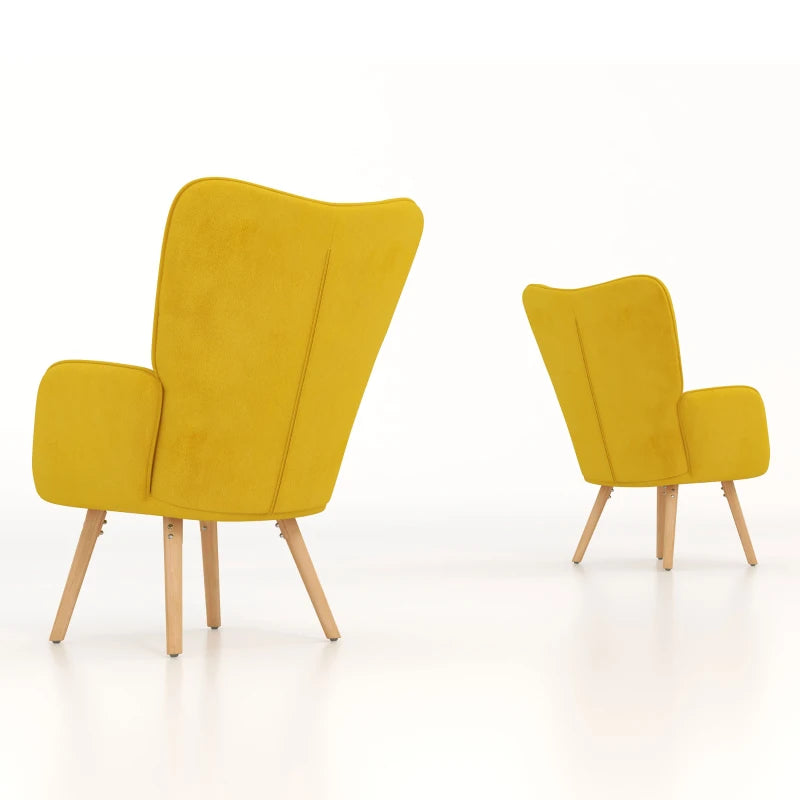 Yellow Velvet Wingback Armchair Set of 2