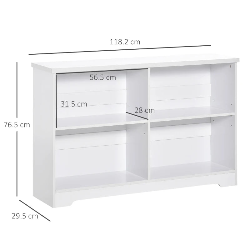 White 2-Tier Modern Cube Bookcase with Moving Shelves