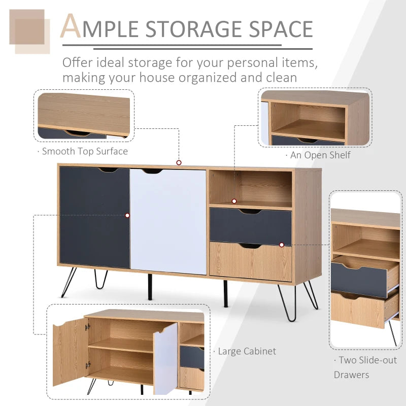 5-Compartment Elevated Storage Rack - Black & White