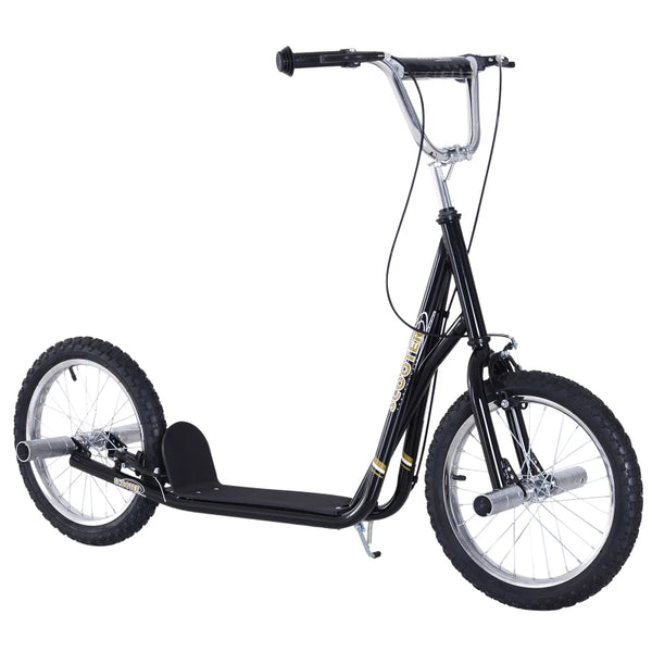 Black Youth Stunt Scooter with 16" Pneumatic Tyres