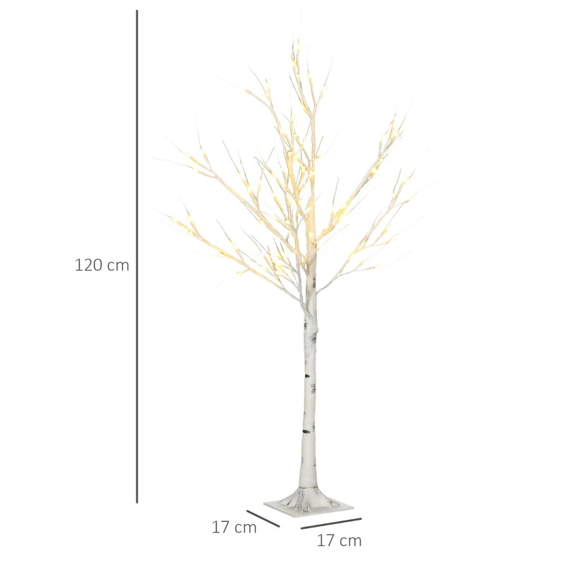 4ft White Birch Tree with Warm White LED Lights - Indoor/Outdoor