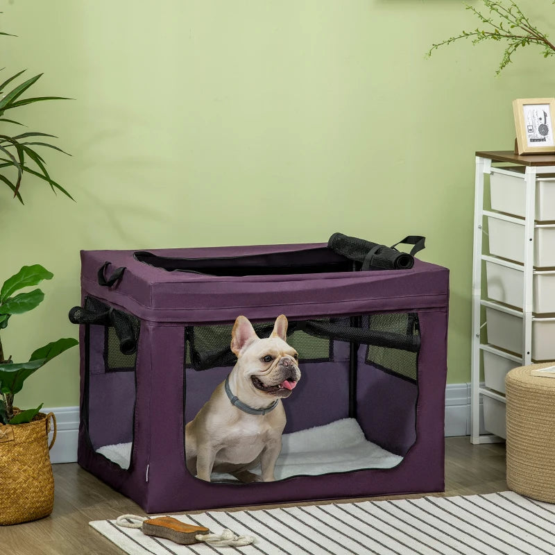 Purple Pet Carrier with Cushion for Small & Medium Dogs - 80cm