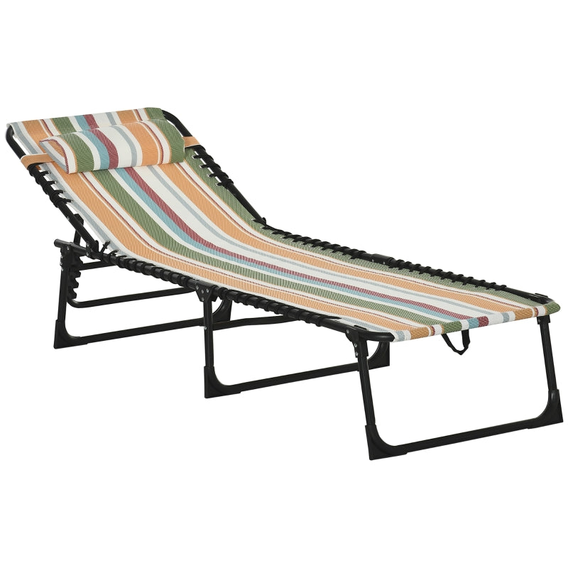 Multicolored Folding Beach Sun Lounger with 4 Adjustable Positions