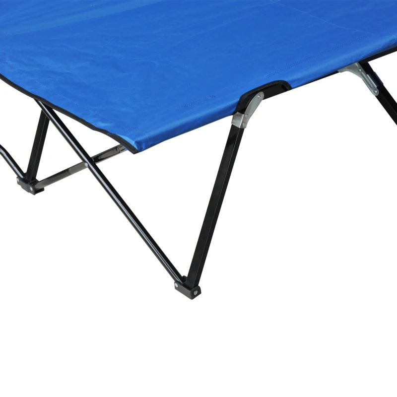 Blue Foldable Double Camping Cot with Carry Bag