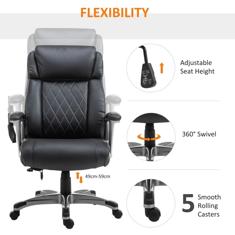 Black High Back Massage Office Chair with Vibration & Armrest