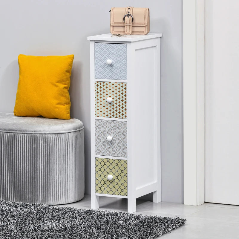 4-Drawer White Storage Chest for Bedroom and Bathroom