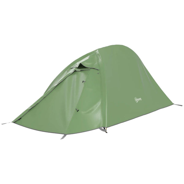 Green Double Layer Camping Tent, 1-2 Person Backpacking Tent, Waterproof & Lightweight