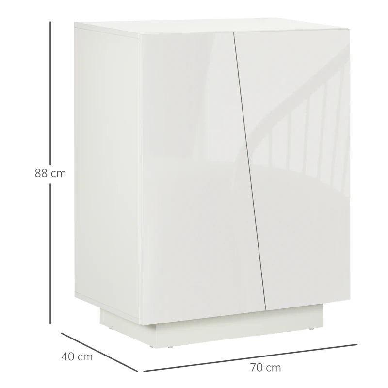 White High Gloss Freestanding Storage Cabinet with Adjustable Shelves