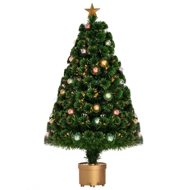 3FT Green Fiber Optic Prelit Christmas Tree with Golden Stand