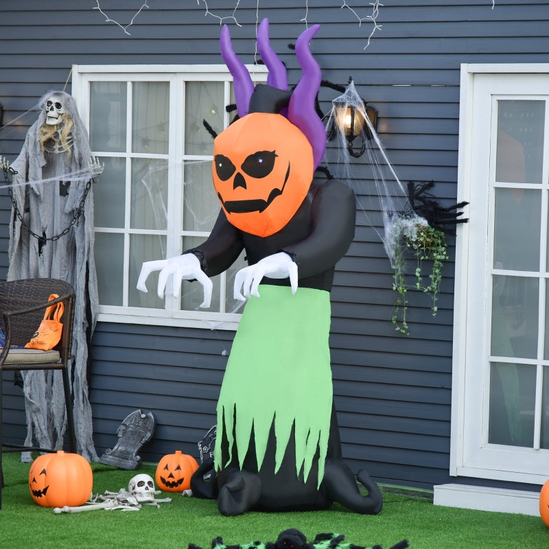 Orange Inflatable Halloween Ghost with LED Lights - Scary Outdoor Party Decor