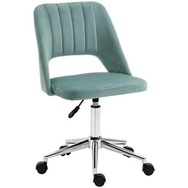 Green Velvet Swivel Office Chair for Home Study