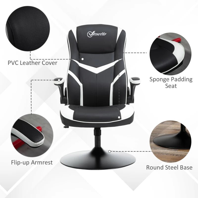 Black & White Ergonomic Gaming Chair with Adjustable Height