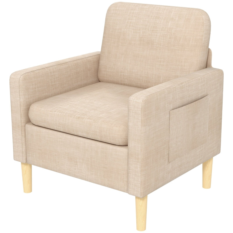 Beige Upholstered Modern Accent Chair for Living Room, Bedroom, Home Office