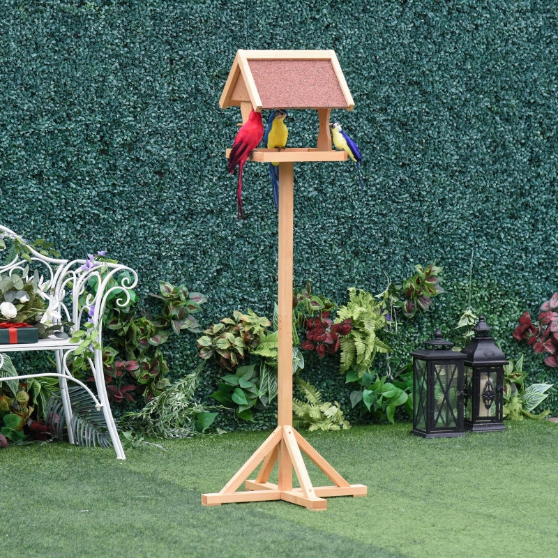 Wooden Bird Feeder Stand with Cross-shaped Support Feet - Weather Resistant