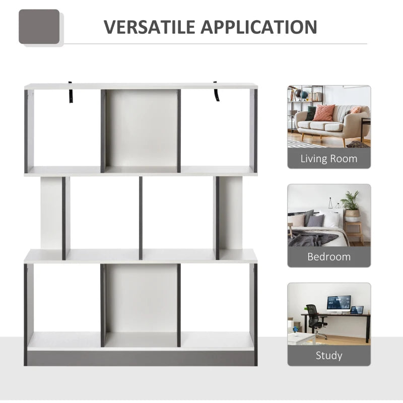 3-Tier Grey and White Bookcase Storage Shelf