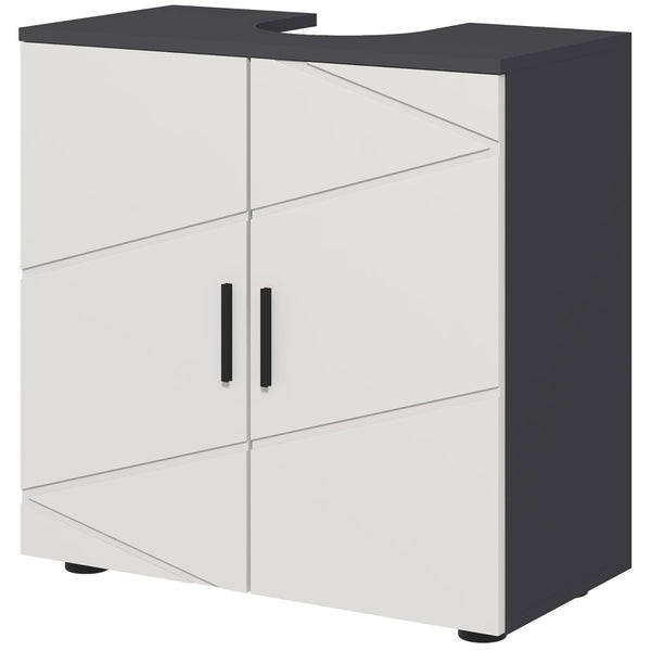 Light Grey Pedestal Sink Bathroom Cabinet with Adjustable Shelf