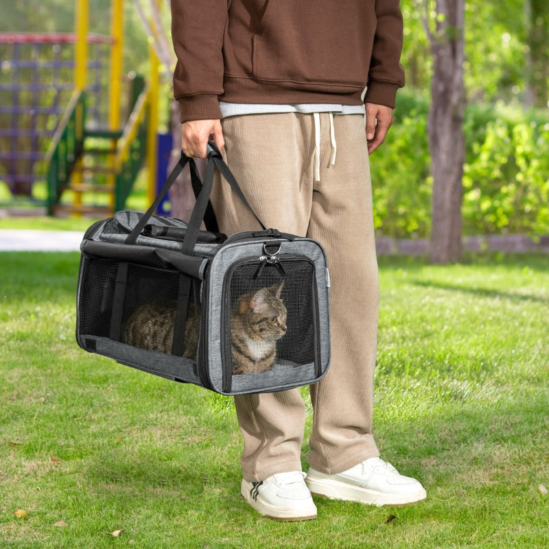 Grey Pet Carrier on Wheels for Cats & Small Dogs