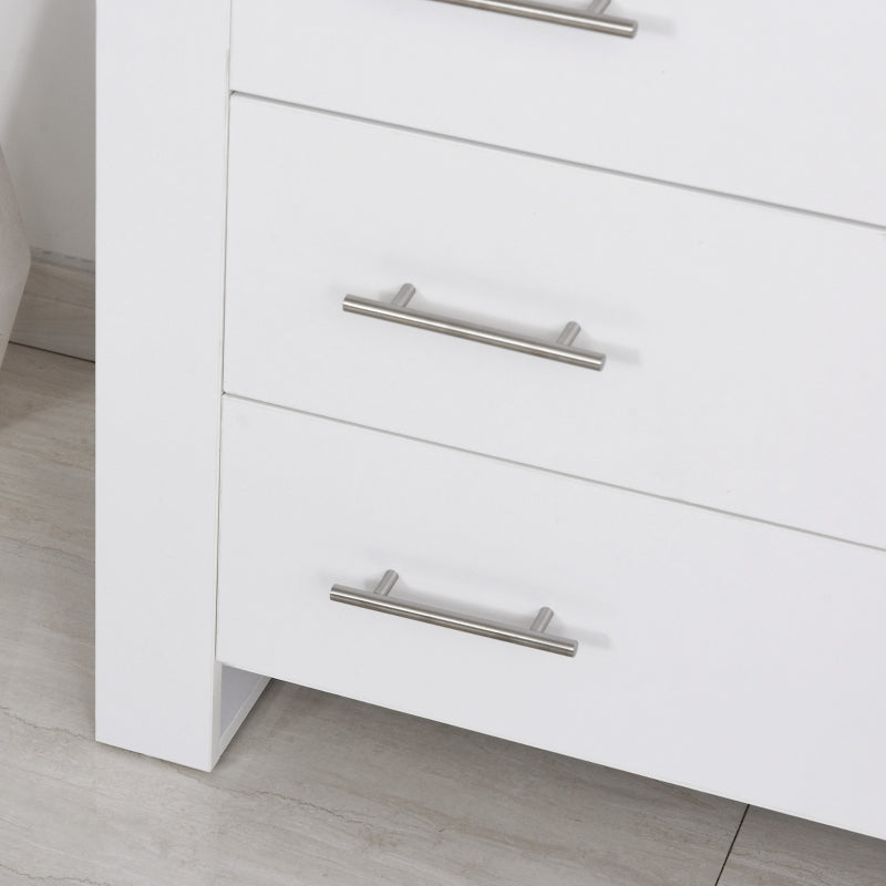 White 4-Drawer Bedroom Storage Cabinet with Metal Handles