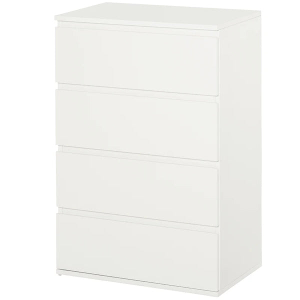 White 4-Drawer Storage Cabinet for Bedroom and Living Room