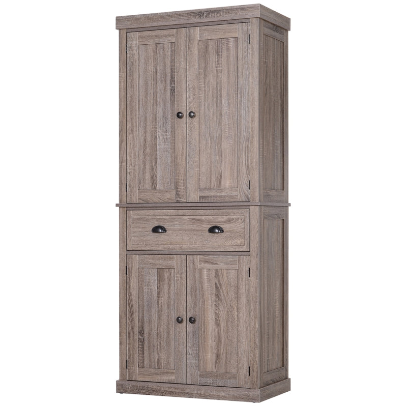 Dark Wood Grain Freestanding Kitchen Storage Cabinet, 184cm Tall