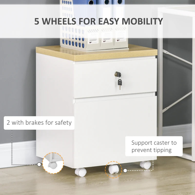 White 2-Drawer Locking Filing Cabinet for Legal Size Files